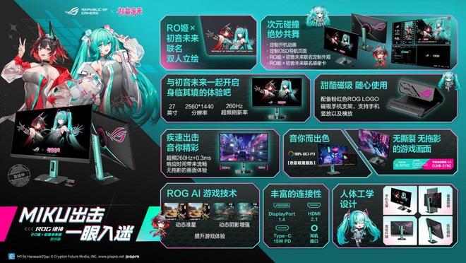 竞显示器与双模新品BW2025首秀！ROG 绝神 RO姬x初音未来版电(图5)